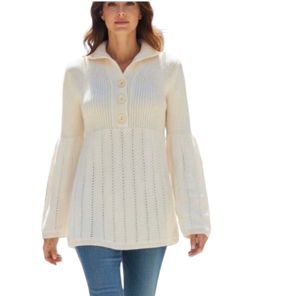 J-Jill Cotton Nylon Angora Rabbit Hair Blend Cream‎ Sweater Size XS